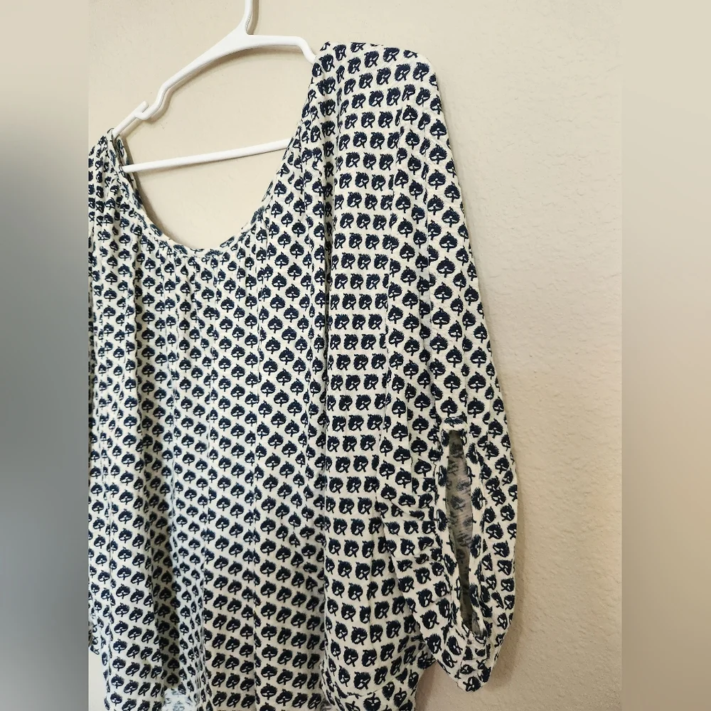 Lucky Brand John Robshaw Printed Boho Blouse Top Size XS Cotton - Picture 2 of 4